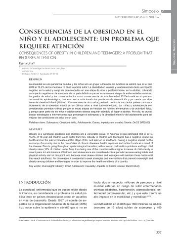 Consecuencias de la obesidad en el niÃ±o y el adolescente ... - SciELO