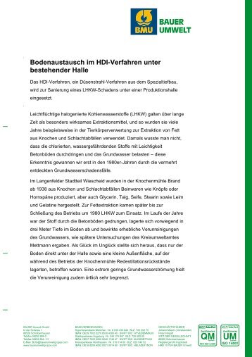 Bodenaustausch im HDI-Verfahren unter ... - BAUER Umwelt GmbH