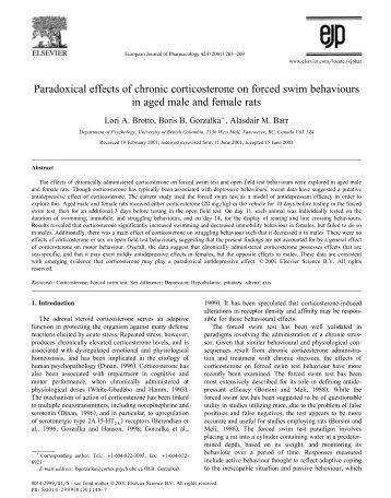 Paradoxical effects of chronic corticosterone on forced swim ...