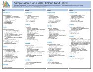 Sample Menus for a 2000 Calorie Food Pattern