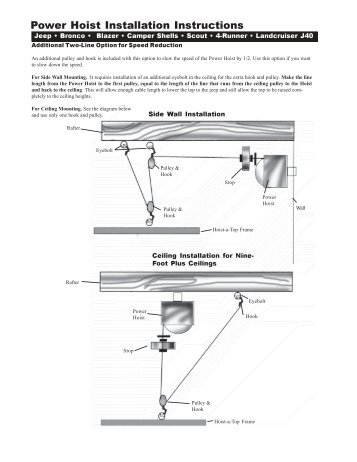 Power Hoist Installation Instructions - 4WD.com