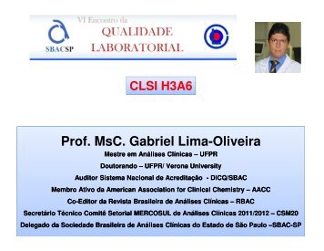 CLSI H3A6 - Sociedade Brasileira de AnÃƒÂ¡lises ClÃƒÂ­nicas
