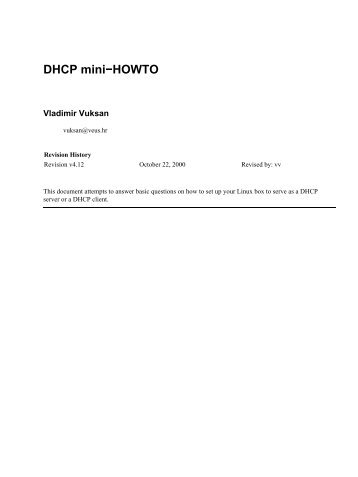 DHCP mini-HOWTO - The Linux Documentation Project