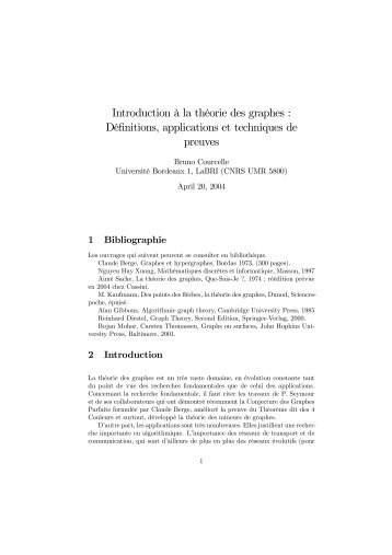 Introduction Ã  la thÃ©orie des graphes : DÃ©finitions ... - LaBRI