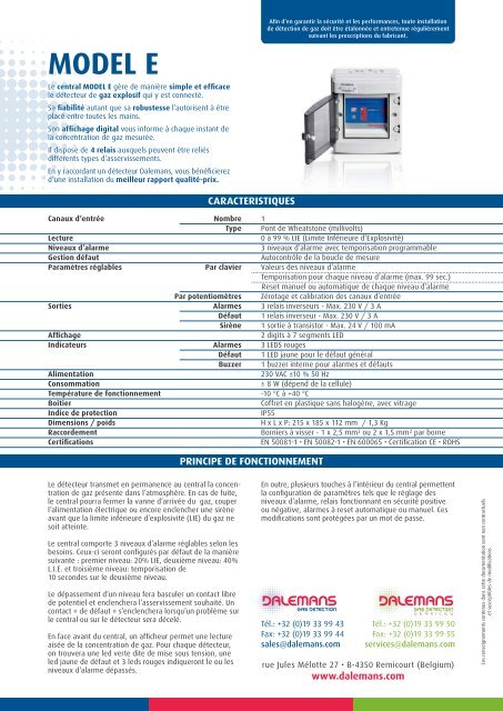 MODEL E - Dalemans Gas Detection