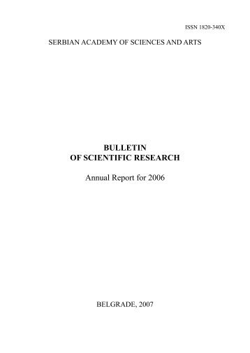 BULLETIN OF SCIENTIFIC RESEARCH Annual Report for 2006