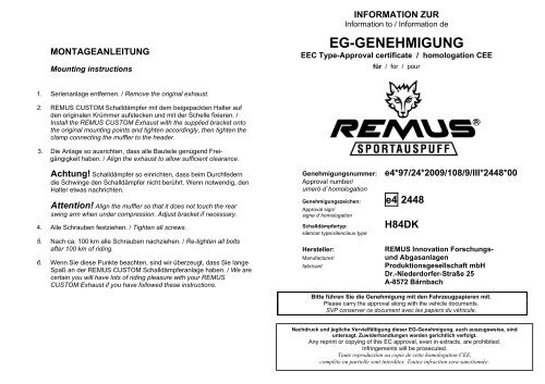 EG-GENEHMIGUNG - Phoenix Motorrad Tuning