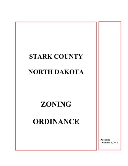 ZONING ORDINANCE - Stark County, North Dakota