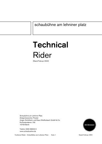 Technical Rider - Kulturserver Heimat.de