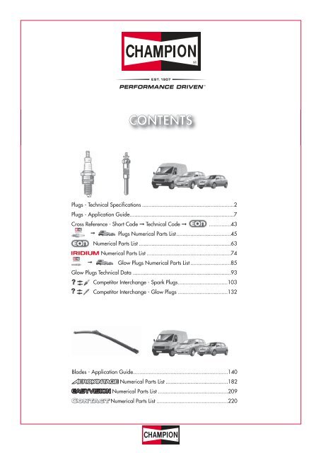 Automotive Spark Plug Application Chart