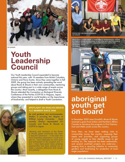 AnnuAl RepoRt 2010 - the Jane Goodall Institute of Canada