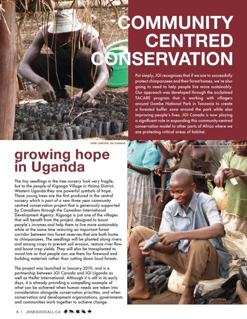 AnnuAl RepoRt 2010 - the Jane Goodall Institute of Canada