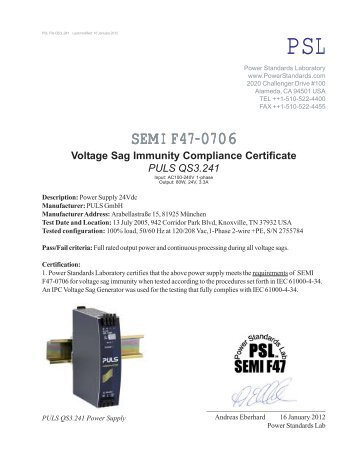 SEMI F47-0706 - PULS GmbH