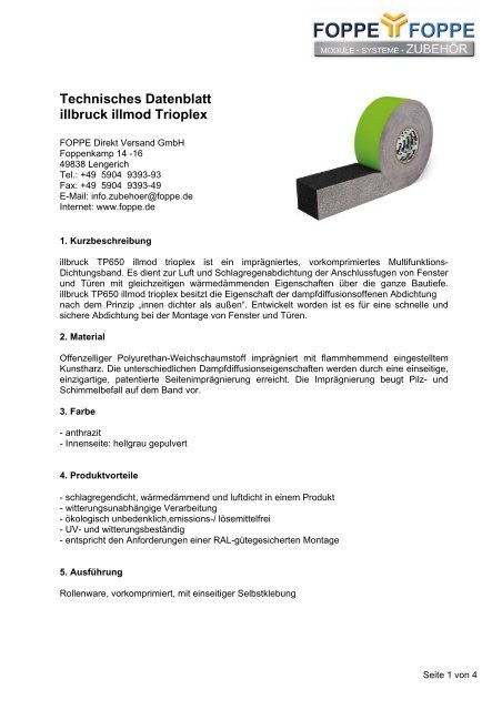 Technisches Datenblatt illbruck illmod Trioplex - FOPPE und FOPPE