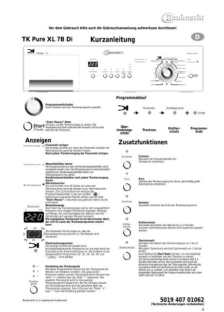 Kurzanleitung - Bauknecht