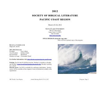 2012 Final Program - Society of Biblical Literature