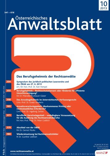 AnwBl_2013-10_Umschlag 1..4 - Österreichischer ...