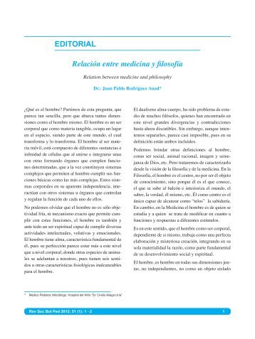 EDITORIAL RelaciÃ³n entre medicina y filosofÃ­a