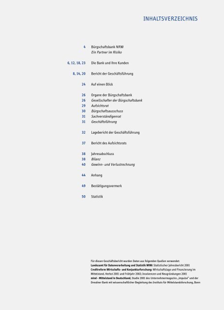Geschäftsbericht BB-NRW 2001 - Bürgschaftsbank NRW