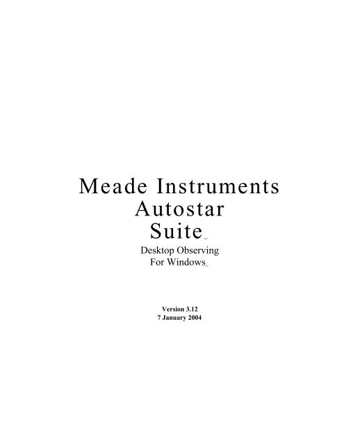 Autostar Suite Manual - Meade