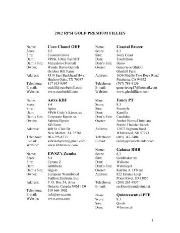 2013 GOLD PREMIUM FILLIES