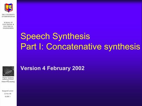 Concatenative synthesis - University of Birmingham