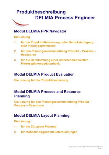 Produktbeschreibung DELMIA Process Engineer - desys