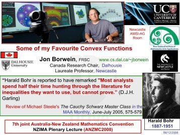 Some of my Favourite Convex Functions Jon Borwein, FRSC - CARMA