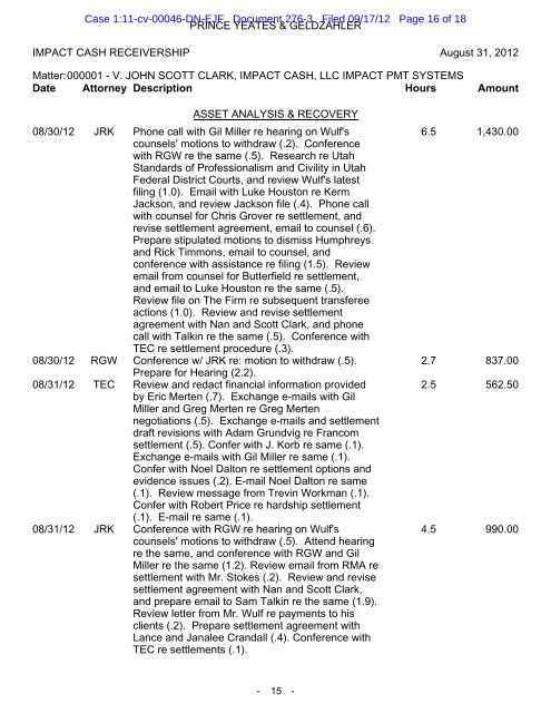 Gil A. Miller, as Receiver for the estate of Defendants Impact Cash ...