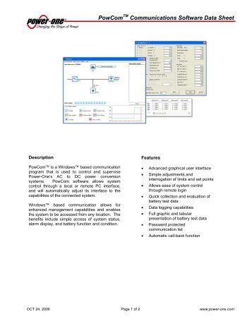 PowCom Communications Software Data Sheet - Power-One