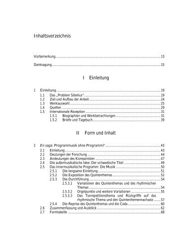 Inhaltsverzeichnis I Einleitung II Form und Inhalt