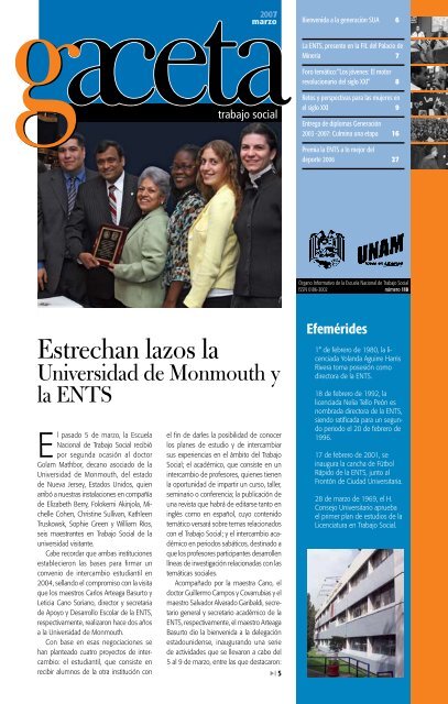 Estrechan lazos la - Escuela Nacional de Trabajo Social - UNAM