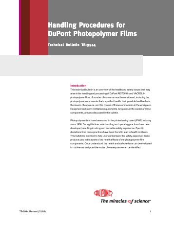 TB-9944 Handling Procedures for DuPont Photopolymer Films