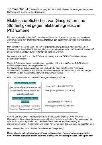 Elektrische Sicherheit von GasgerÃ¤ten und StÃ¶rfestigkeit gegen ...