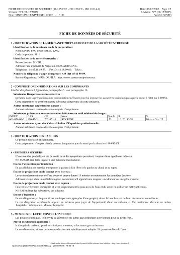 fiche de données de sécurité - LBA Thivel