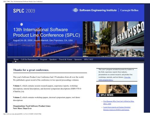 SPLC 2009 - SPLC.net l Software Product Line Conferences