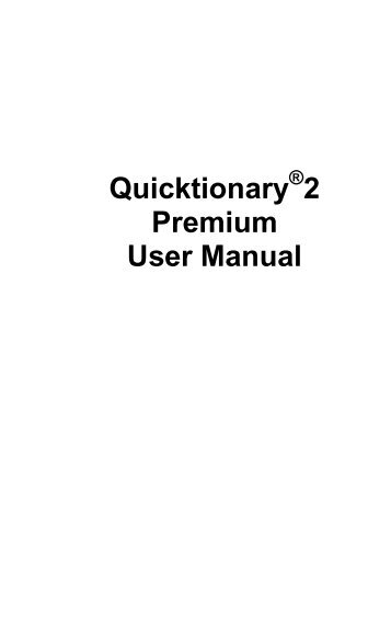 Quicktionary 2 Premium User Manual - WizCom Technologies Ltd