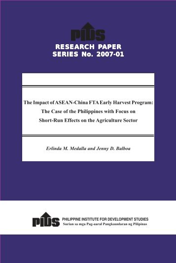 The Impact of ASEAN-China FTA Early Harvest Program - Philippine ...