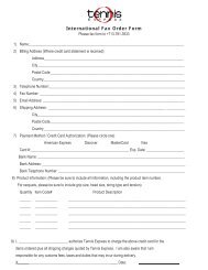 International Fax Order Form - Tennis Express