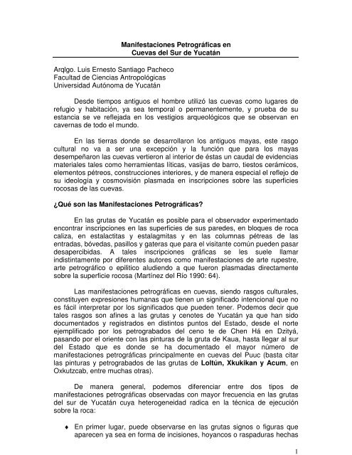 1 Manifestaciones Petrográficas en Cuevas del Sur de Yucatán ...