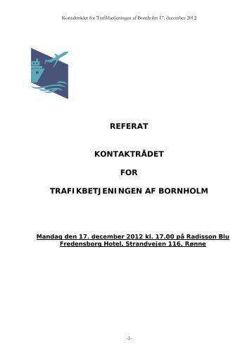 referat kontaktrÃƒÂ¥det for trafikbetjeningen af bornholm - Bornholms ...