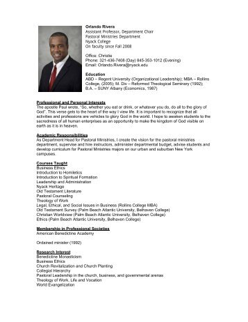 Orlando Rivera Assistant Professor, Department ... - Nyack College