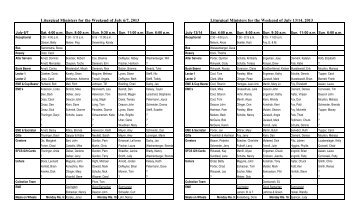 July Schedule-Listed by Weekend - St. Michael's Parish