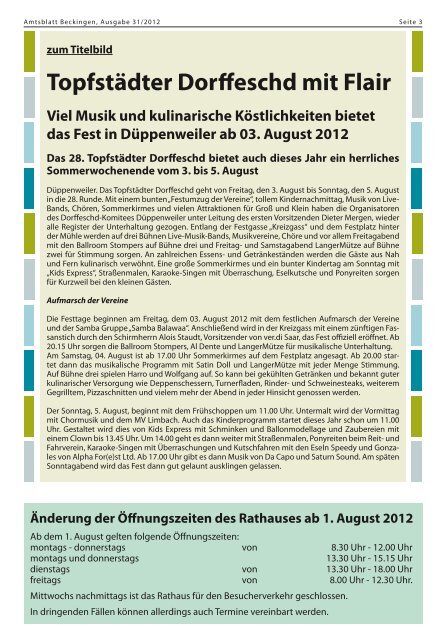 Ausgabe 31/2012 - Gemeinde Beckingen