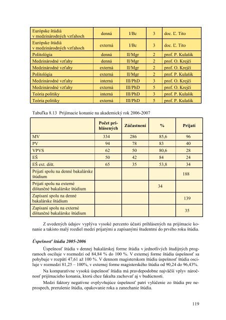 VÃƒÂ½roÃ„ÂnÃƒÂ¡ sprÃƒÂ¡va o Ã„Âinnosti UMB za rok 2006 - Univerzita Mateja Bela