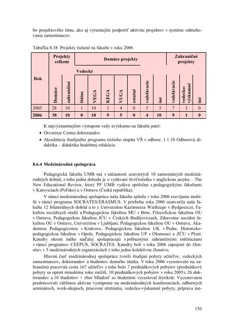 VÃƒÂ½roÃ„ÂnÃƒÂ¡ sprÃƒÂ¡va o Ã„Âinnosti UMB za rok 2006 - Univerzita Mateja Bela