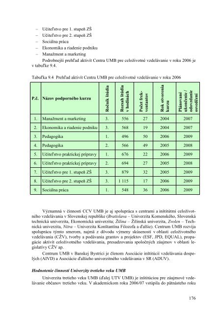 VÃƒÂ½roÃ„ÂnÃƒÂ¡ sprÃƒÂ¡va o Ã„Âinnosti UMB za rok 2006 - Univerzita Mateja Bela