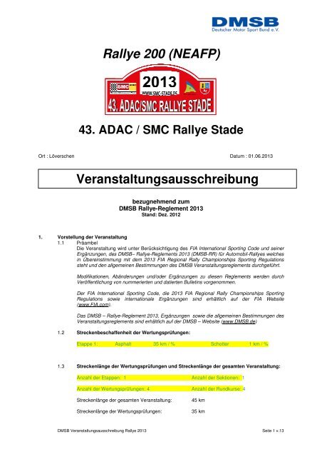 Ausschreibung - Stader Motorsport Club eV im ADAC