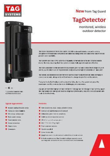 TagDetector - Monitored Wireless Outdoor Detector from Tag Systems