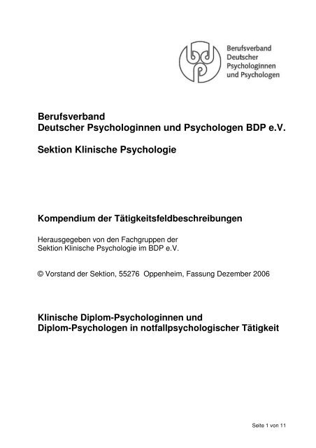 Tätigkeitsfeldbeschreibung Notfallpsychologie BDP Mai 2007\374